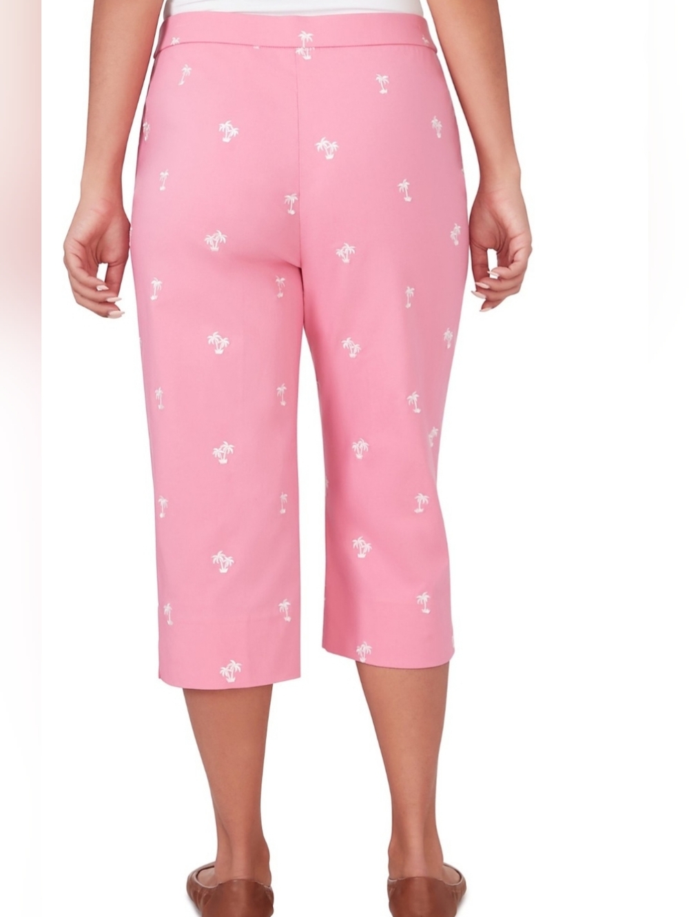 Alfred Dunner Allure Miami Beach Pink Palm Tree Clam Digger Capri Pants Size 6P - Picture 5 of 17